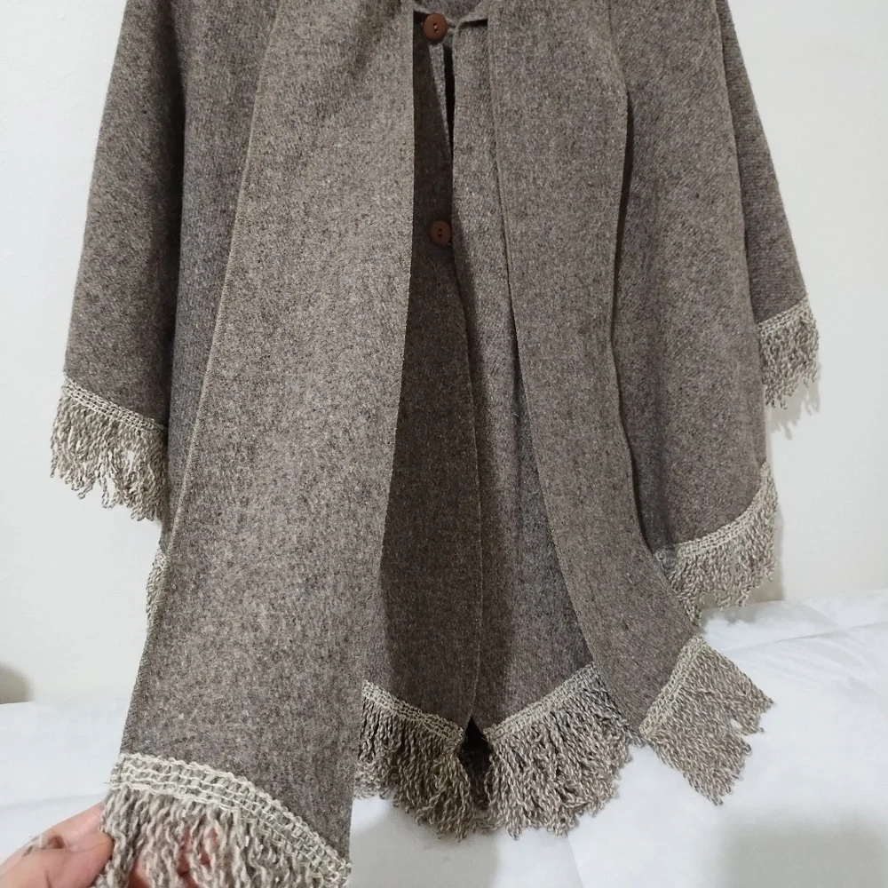 Wool Fringe Shawl  One Size - Picture 4 of 12